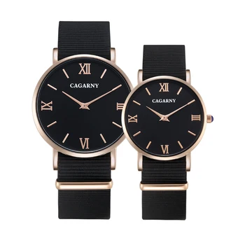 Cagarny Ceas de Moda pentru Femei a Crescut de Aur pentru Bărbați Cuarț Ceasuri Barbati Ceasuri de mana Casual Pentru Iubitorii Unisex Curea Nailon Reloje Mujer