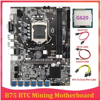 AU42 -B75 ETH Miniere Placa de baza LGA1155 12XPCIE La USB Cu CPU G620+Cablu SATA+6pini La Dual 8pini prin Cablu B75 USB BTC Mining