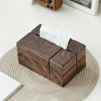 Nordic creative nuc negru cutie de hârtie din lemn masiv cutie de tesut Japoneze camera de zi din lemn multifunctional cutie de depozitare