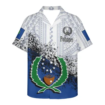 Noul 2022 Polinezia Bărbați Îmbrăcăminte De Vară De Sex Masculin Pohnpei Logo-Ul De Imprimare Plaja De Nisip Tricou Anti-Rid Barbati Maneca Scurta Camasa Buton