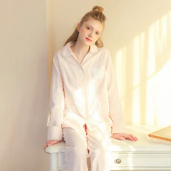 Pijama de Vara pentru Femei Costum Confortabil pentru Femei Haine de Acasă Primăvara Și Toamna cu Maneca Lunga din Bumbac Haine de Acasă