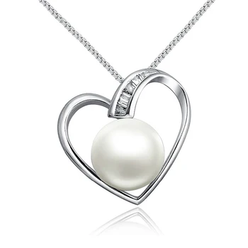 Sinya Dragoste Farmec Inima pandantiv moda colier din argint 925 cu 9-10mm natural pearl bijuterii pentru femei, Mama cel mai frumos cadou
