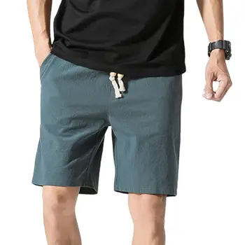 Plus Dimensiune Bărbați Pantaloni Scurți De Plajă Casual Culoare Solidă Cordon Vara Vrac Mijlocul Naștere Buzunare De Fitness, Pantaloni Scurți De Trening