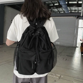 Japonez Harajuku Fata cordon panza rucsac Retro simplu elev de școală sac de Moda de mare capacitate Unisex călătorie rucsaci