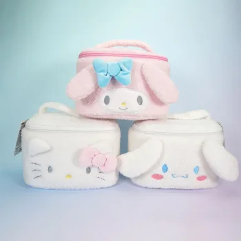 Sanrio Mymelody Cinnamoroll Kawaii Drăguț de Mare Capacitate Sac de Cosmetice Hello Kitty Femei de Călătorie Portabil de Pluș Sac de Depozitare
