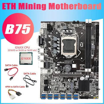 B75 12USB BTC Mining Placa de baza+G16XX CPU+2XSATA Cablu+4PIN IDE La SATA Cablu 12 USB3.0 B75 ETH Miner Placa de baza