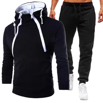 Moda pentru bărbați Imprimat cu Gluga Treninguri Femei Toamna Iarna Hanorac+Pantaloni 2-bucata Pulover Atletic Seturi Hanorac Sportwear Suis