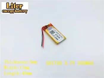 Litru de energie baterie 3.7 V 250mAh 501740 plug Litiu-Polimer Li-Po Baterie Reîncărcabilă Pentru MP3 MP4 MP5