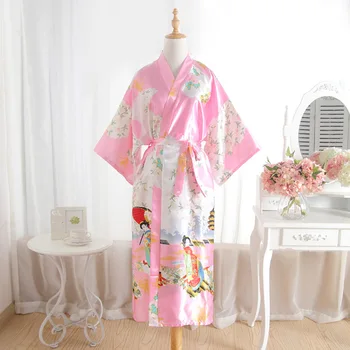 Noutatea Femei Mireasa Nunta De Domnisoare De Onoare Dressing Kimono-Halat Roz Doamna Raionul Baie Halat Yukata Camasa De Noapte, Pijamale Sleepshirts