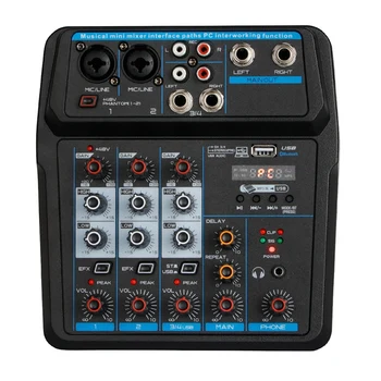 Mixer Audio Bluetooth Mixer 48V Phantom Alimentare cu Întârziere Efect Repeta de 4 Canale USB Mixer Audio