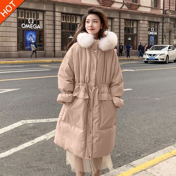 Haina de iarna jos jacheta de iarna pentru femeie secțiunea lung versiunea coreeană liber drăguț Căptușit bumbac îngroșa A537