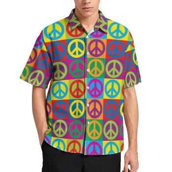 Pace Simboluri Tricouri Casual Colorate Pop Art De Vară Cu Mânecă Scurtă Tricou Street Style Bluze Bărbați De Mari Dimensiuni