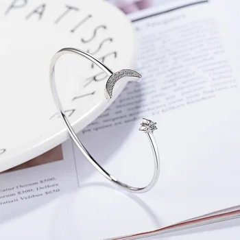 Moda clasic Placat cu Argint Simplu AAA Zircon Luna Bratari pentru Femei Fata Romantica Petrecere de Ziua Îndrăgostiților cel Mai bun Cadou Bijuterii