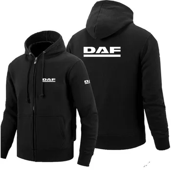 2022 nova daf logotipo zíper moletom com zíper dos homens com capuz outono inverno longo moda roupas casuais