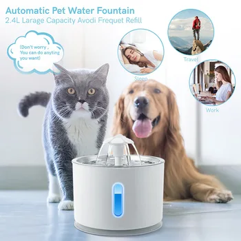 2.4 L Automată CAT Fântână de Apă Electric cu LED-uri Mut de alimentare cu Apă USB Câine de Companie Bautor Castron Pet Potabilă Dozator de PISICĂ Câine
