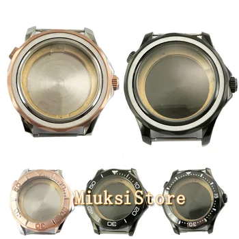 41mm rose Gold/Black PVD caz ceas de sticlă de safir Inoxidabil bezel ceramica se potrivesc NH35 NH36 ETA2836 Miyato8215 8025 821A automat