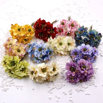 6 Capete de Mătase Artificială Buchet de Flori de Artă Mică Floare de Prun Piersic Coroană de Flori DIY Frizură Accesorii de Nunta de Decorare