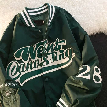 American retro scrisoare broderie jachete paltoane unisex 2021 stradă nouă tendință toate-meci de baseball uniformă cuplu vrac top