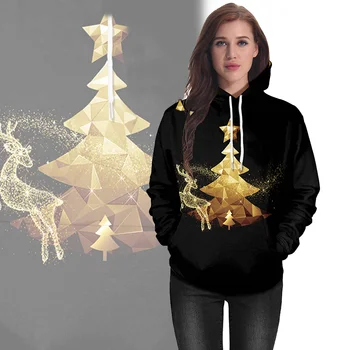 Fantezie de Crăciun Îmbrăcăminte Unisex Pulover Hanorac Tricou 3D Elan Imprimat cu Maneca Lunga Casual Moda Streetwear Buzunar