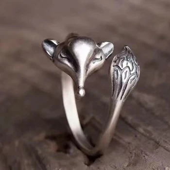 Argint Thai mic vulpe retro deschidere inel reglabil rafinat stil Chinezesc farmecul doamnelor bijuterii accesorii de petrecere