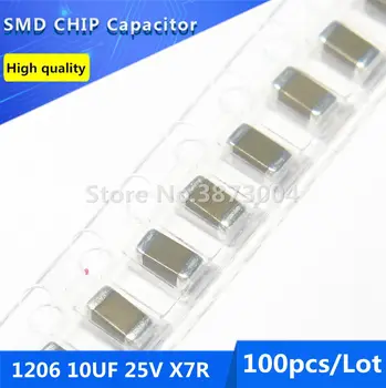 100buc 1206 10UF 25V X7R 10% Film Gros Chip Condensator Ceramic Multistrat