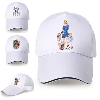 Bumbac Femei Șapcă De Baseball Casual Mama Imprimare Vizorul Pălării De Soare Primavara-Vara Unisex Culoare Alb Simplu Hip Hop Ochiurilor De Plasă Respirabil Capace