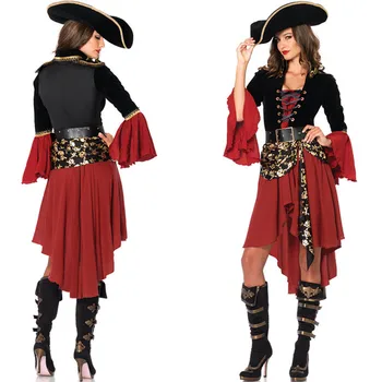 Femei Pirat Costume Fantezie Carnaval de Performanță Sexy Costum de Halloween pentru Adulti femei Rochie de printesa Căpitanul Petrecere Cosplay