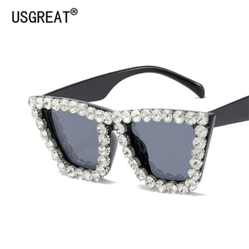 2022 Noi Diamond Ochi de Pisică ochelari de Soare Femei Pietre de Brand Designer de Ochelari de Soare Pentru Femei Femei de Lux Ochelari de Nuante UV400