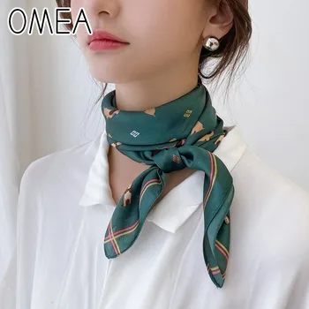 OMEA Eșarfă de Mătase pentru Femei de Moda coreeană Câine Beagle de Animale Desene animate de Imprimare Mic Pătrat Eșarfă Cravată Eșarfă Cap Bandana 70cm