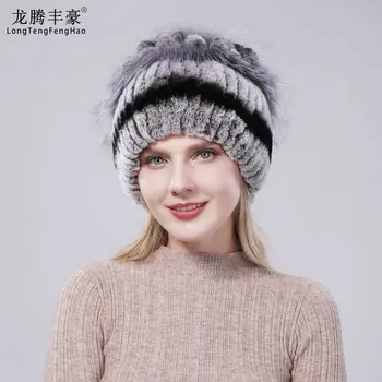 Nou Stil Calde de Iarnă pentru Femei Blana de Iepure Rex rusă Pălărie de Blană de Vulpe Argintie Floare Doamnelor Căciulă de Blană Transport Gratuit