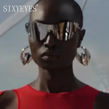 Supradimensionate O Piese de Y2K ochelari de Soare Femei Bărbați fără ramă Oglindă Ochelari de Soare Fluture în Formă de Nuante UV400 Ochelari de Oculos De Sol