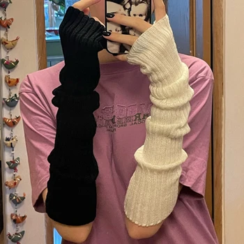 1 Pereche Mănuși de Moda Femei Cald Timp Gotic DIY Tricotat Mănuși Întinde Deget degetul Solid Negru Clasic Garda Braț