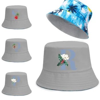 Moda Barbati Capace Exterioare de protecție Solară Pălării de Soare Albastru Scrisoarea Imprimate de Pescar Pălărie Femei Viziere Bazinul față-verso Capac Găleată Chapeau