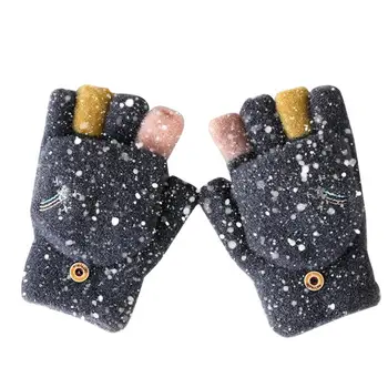 Tricot pentru Copii Mănuși de Degete Fete Iarna Încheietura mâinii Mână mai Cald Flip Cover pentru Copii Mănuși Clapetă Mănuși Pentru Copii 2-15 Ani