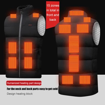 15buc Încălzit Jacheta de Moda pentru Bărbați Mantou pentru Femei 3-viteza Încălzit Vesta Lavabil Flexibil de Iarnă Sacou Termică S-4XL pentru Schi Camping