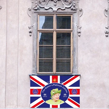 3x5ft Queens Platinums Jubilee Union Jack Flag Cu Majestatea sa Regina 2022 a 70-a Aniversare Marea Britanie Suvenir
