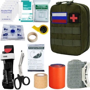 De Supraviețuire în aer liber trusa de Prim Ajutor Kit pavilion rusesc Militare Tactice Admin Pouch Pungă bandaj bandaj Camping Tactice Trauma