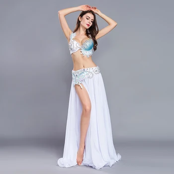 De lux Profesioniste de Dans din Buric, Costume de Performanța Set Diamond 3 BUC Sutien Centura Belly Dance Costum Oriental S M L