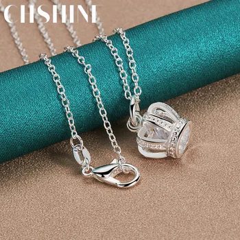CHSHINE 925 Sterling Silver Crown AAA Zircon Pandantiv 16-30 Inch Colier Pentru Femei Farmec Nunta Logodna Bijuterii de Moda