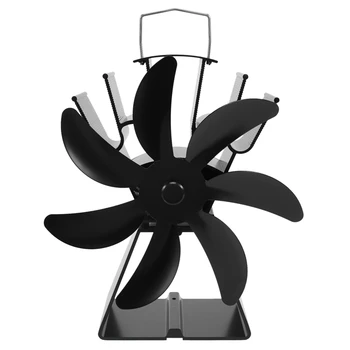 7 Lame De Căldură Alimentat Aragaz Fan Black Șemineu Log Arzător De Lemn Eco-Friendly Fan Liniștit Acasă Eficient De Distribuție A Căldurii