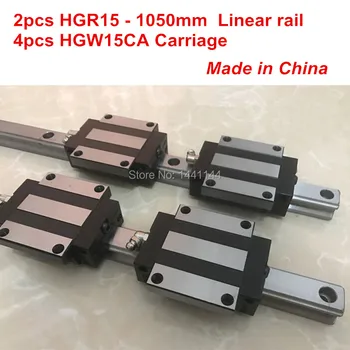 HGR15 șină de ghidare liniare: 2 buc HGR15 - 1050 mm + 4buc HGW15CA bloc liniare transportul CNC piese