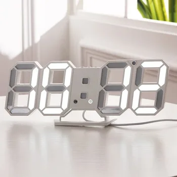 NOUA Moda Moderne Digitale 3D LED Ceas de Perete cu Alarma Snooze Ceas 12/24 Ore Display USB Moderne 3D Stereo Ceas Automat de Reglaj