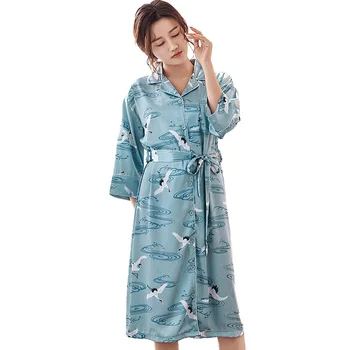 2022 Primăvară Animală, Mătase, Cămăși de noapte pentru Femei Șantiere Mari M-XXL Cardigan Sleepshirts Moda Casual-O singură Bucată de Cămașă de noapte Pijamale