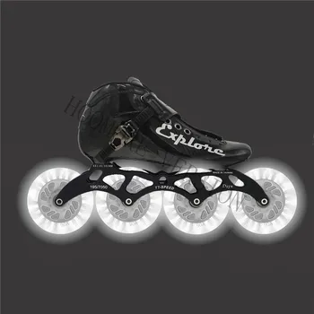 Inline Patine de Viteza Pantofi LED Flash, Strălucire Roți pentru 4X110mm 100 90 de Drum Strada Croazieră cu Role 90A PU Roți din Fibră de Carbon cu Role