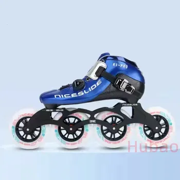 Niceslide Fibra de Carbon Viteza Inline Skate Adult Adolescenti Concurență Profesională Pantofi UE 30-45 Negru Albastru Roz Galben