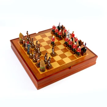 Zulu Război Figura Rășină de Șah Național de Istorie Tema Războiului Tabla de Joc Masa de Jucării de Lux Cavaler Colecție Cadou cu Placa de Lemn