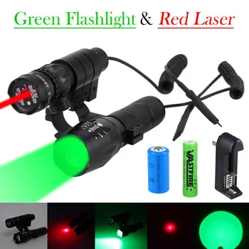 5000Lm VERDE Q5 Tactice Zoomable de Vânătoare, Armă de Lumină Lanterna+Green/Red Dot Laser Rifle domeniul de Aplicare Monta+18650+16340
