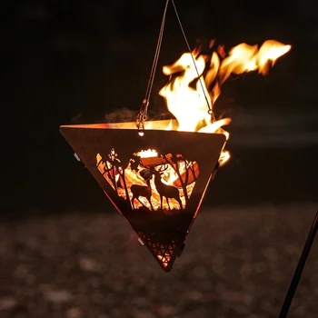 Wanthot În Aer Liber Triunghiular Foc Aragaz, Grătar Cuier Din Oțel Inoxidabil De Camping Foc Cuier Picnic Soba Pe Lemne Convenabil Cha