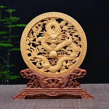 China Colecta Cutie din lemn sculptat manual Tubulare 12 Zodia Dragon Scuipa Foc Șirag de mărgele