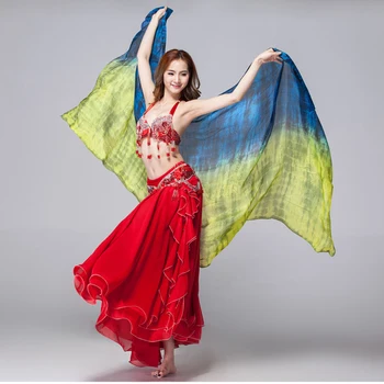 Performanță Etapă Prop Tie Dye Textura Lejera, 100% Mătase Eșarfă Femei Dans Accesorii Voal De Matase Belly Dance